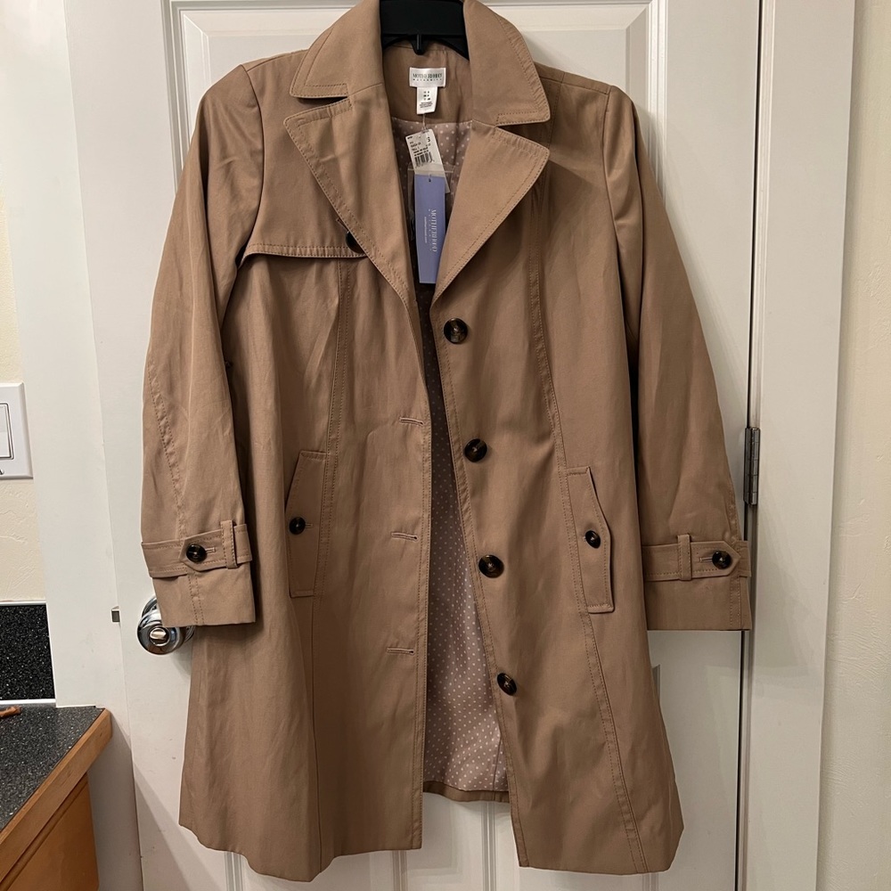 NWT Motherhood Maternity Trench Coat in Camel, Size Small